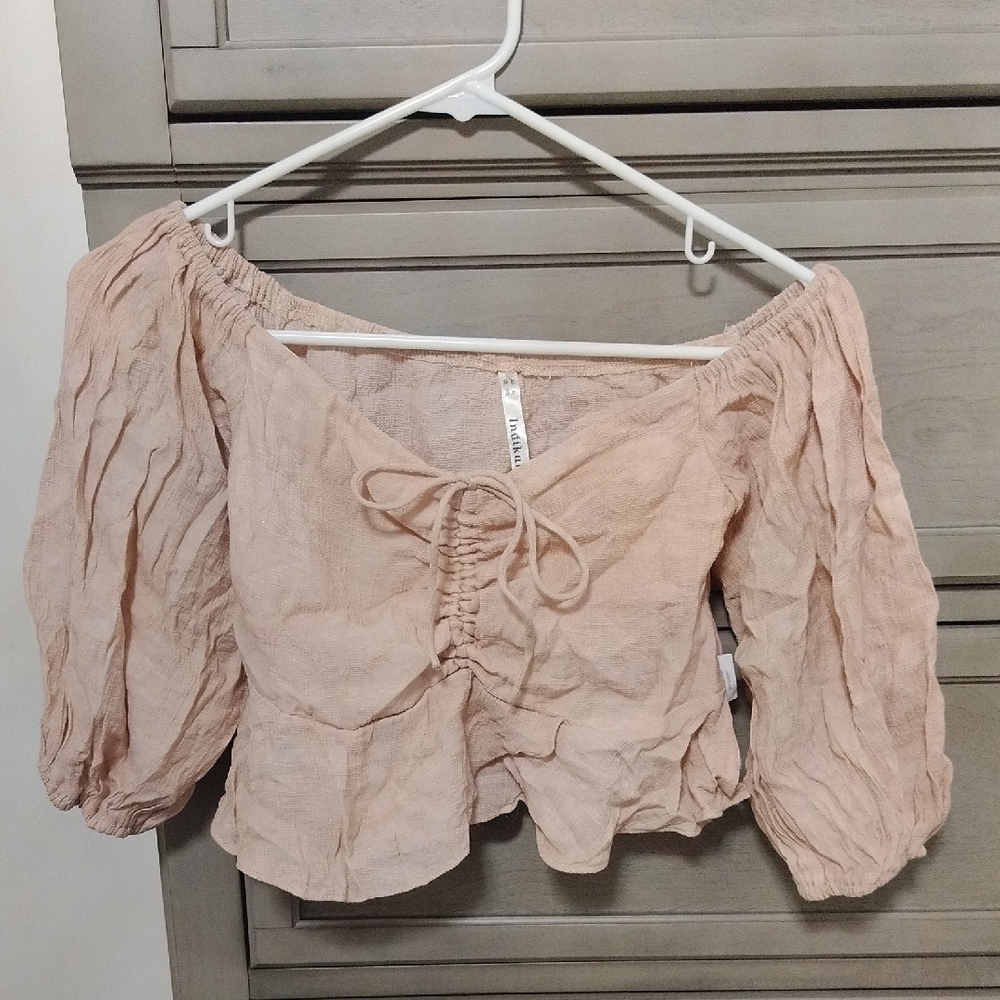 Women's Off-Shoulder Ruched Top - Cream